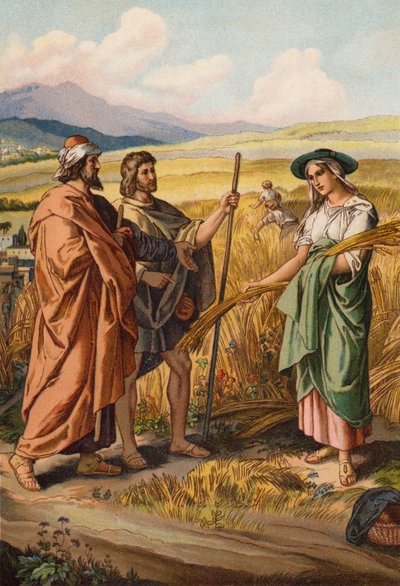 Ruth Asking Boaz if She Can Glean in His Field by English School