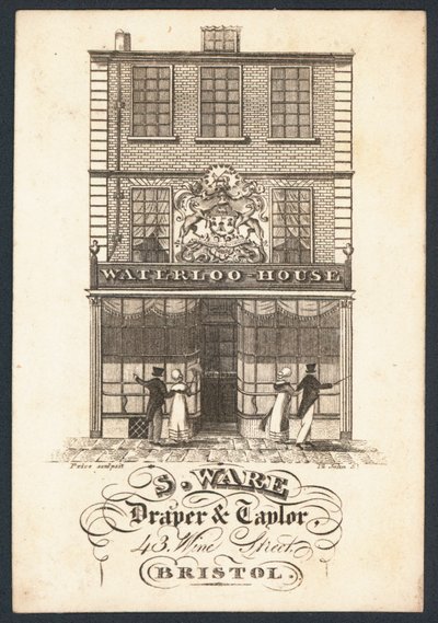S Ware, draper and tailor, trade card by English School