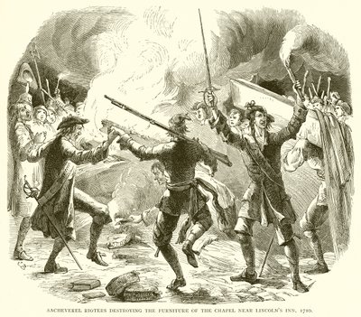 Sacheverel Rioters destroying the Furniture of the Chapel near Lincoln