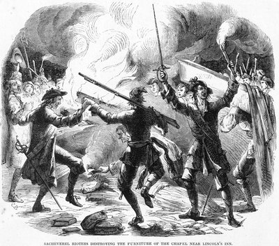 Sacheverel Rioters Destroying the Furniture of the Chapel Near Lincolns Inn, London by English School