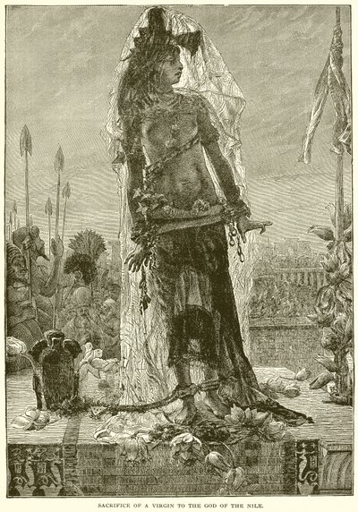 Sacrifice of a Virgin to the God of the Nile by English School