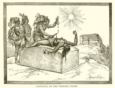 Sacrifice on the Techatl Stone by English School