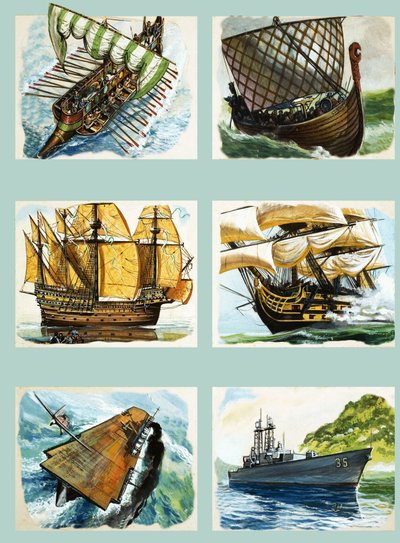 Sailing Ships Montage by English School
