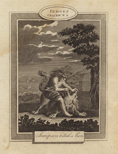 Samson kills a lion by English School