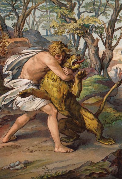 Samson Killing the Lion by English School