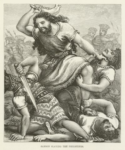 Samson Slaying the Philistines by English School