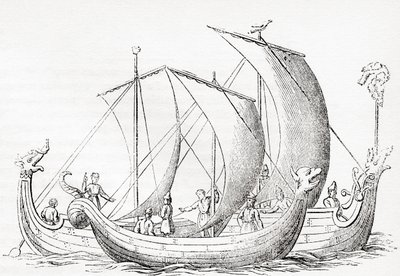 Saxon Ships, After an Engraving in Strutt