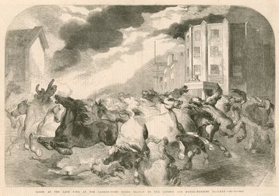 Scene at the late fire at the Camden Town Goods Station of the London and North-Western Railway by English School