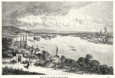 Scene on the Danube in time of peace by English School