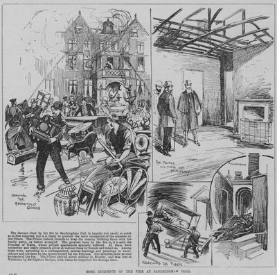 Scenes from the fire at Sandringham, Norfolk by English School