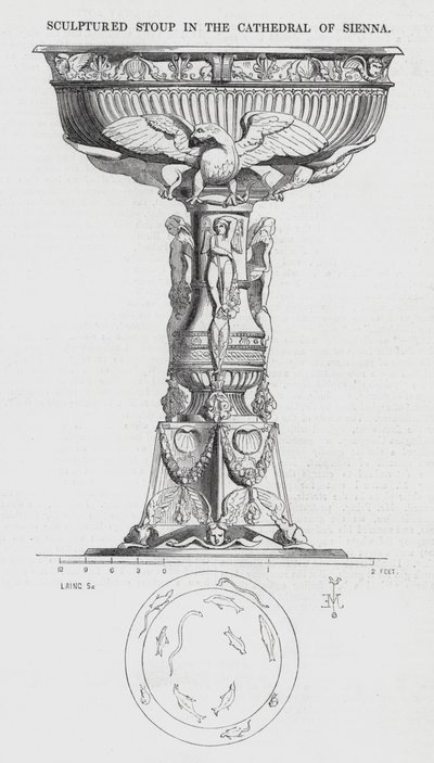 Sculptured Stoup in the Cathedral of Sienna by English School