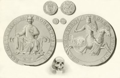 Seal Coins and Skull of King Robert Bruce by English School