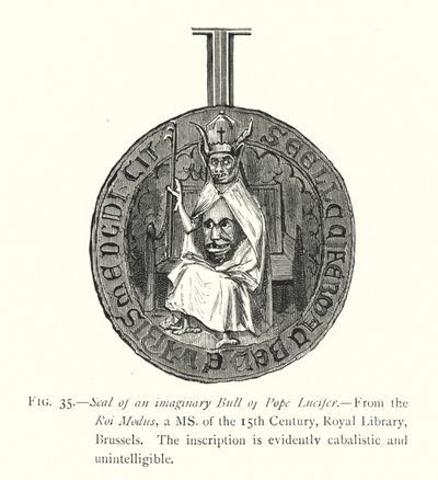 Seal of an Imaginary Bull of Pope Lucifer by English School