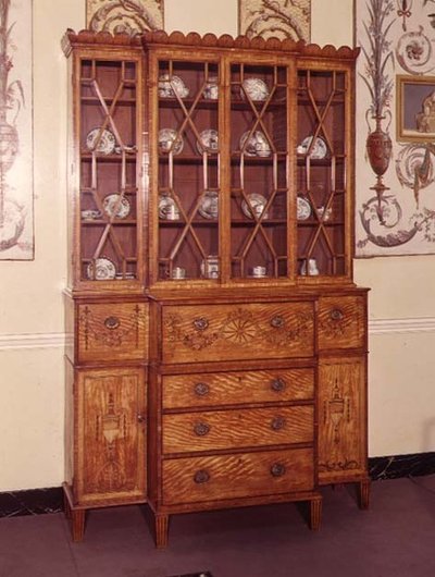 Secretaire Bookcase with Inlaid and Painted Decoration, 1790 by English School