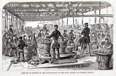 Serving of Dinner in the Oakum-Room of the Boys