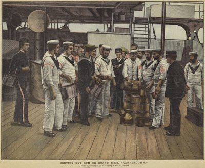 Serving out rum on board HMS Camperdown by English School