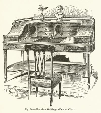 Sheraton Writing-table and Chair by English School