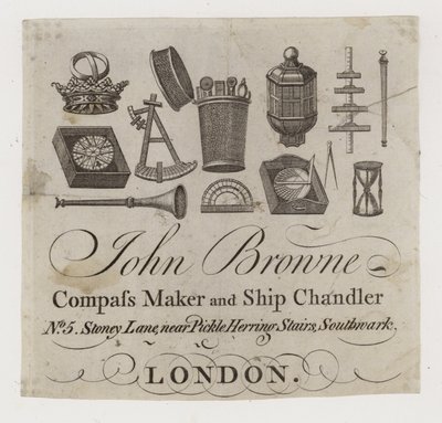 John Browne Ship Chandlers, trade card by English School
