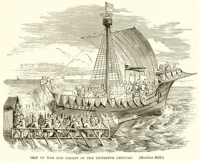 Ship of War and Galley of the Fifteenth Century by English School