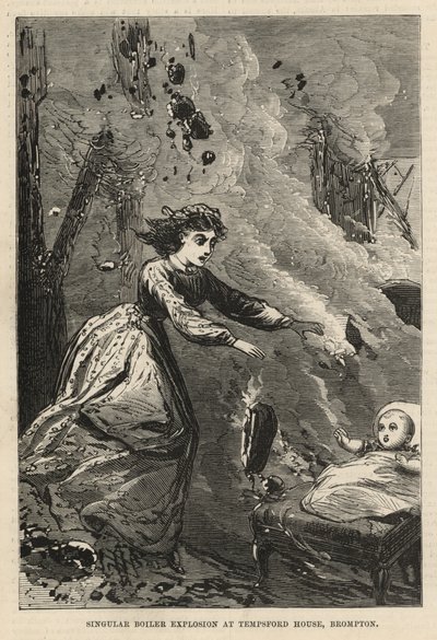 Singular Boiler Explosion at Tempsford House, Brompton by English School