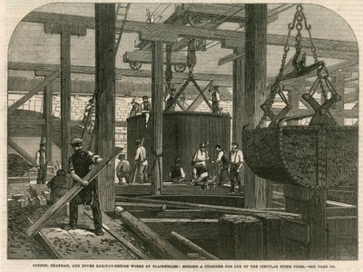 Sinking a cylinder for one of the stone piers by English School