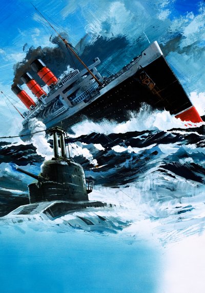 Sinking of the Lusitania by English School