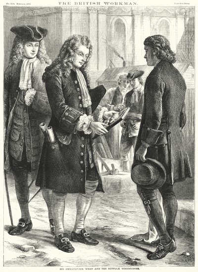 Sir Christopher Wren and the Suffolk Woodcutter by English School