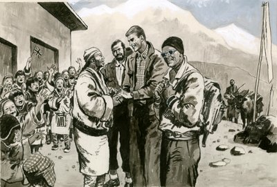 Sir Edmund Hillary Returning to the Himalayas by English School