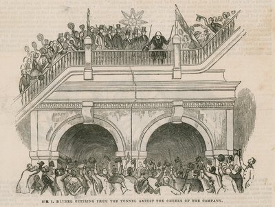 Sir Isambard Brunel Retiring from the Tunnel Amidst the Cheers of the Company by English School