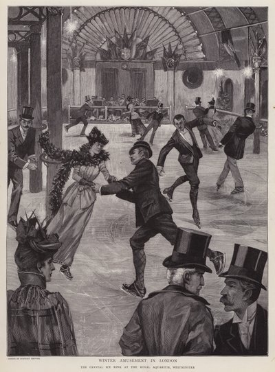 Skating at the Crystal Ice Rink at the Royal Aquarium, Westminster, London by English School
