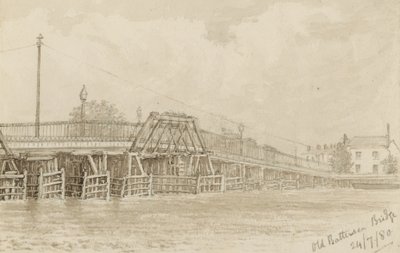 Sketch of Old Battersea Bridge by English School