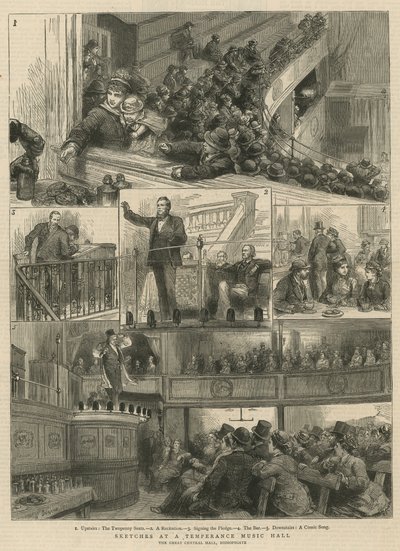 Sketches at a Temperance Music Hall, The Great Central Hall, Bishopsgate by English School