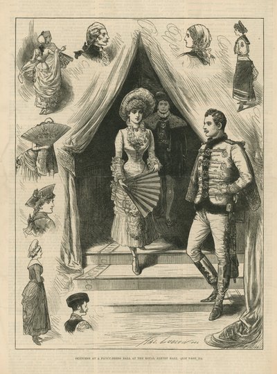 Sketches at a Fancy Dress Ball at the Royal Albert Hall by English School