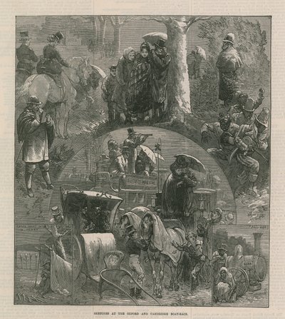 Sketches at the Oxford and Cambridge Boat Race by English School
