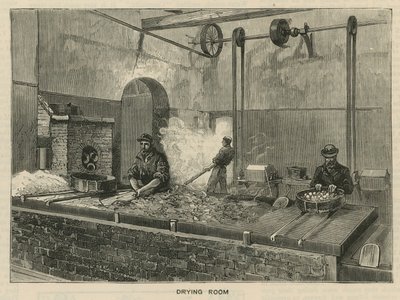 Sketches at the Royal Mint, Tower Hill; Drying Room by English School
