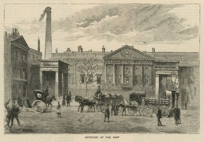 Sketches at the Royal Mint, Tower Hill; Exterior of the Mint by English School