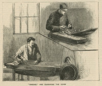 Sketches at the Royal Mint, Tower Hill; Ringing and Examining the Coins by English School