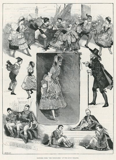 Sketches from The Gondoliers at the Savoy Theatre by English School