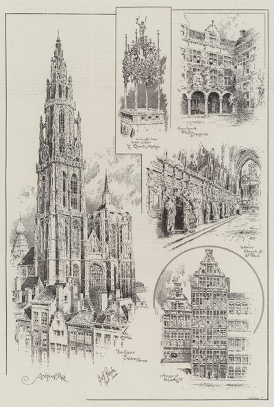 Sketches of Antwerp by English School