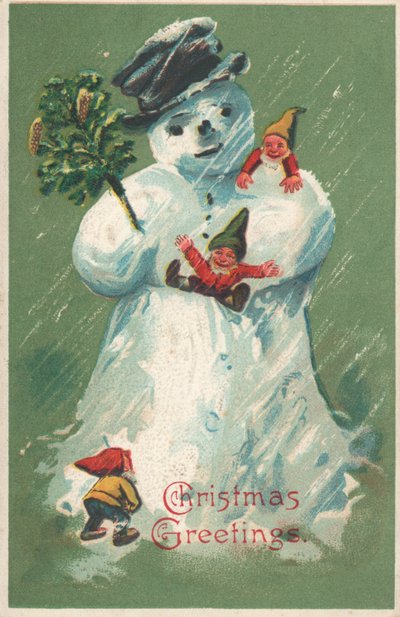 Snowman with Elves by English School