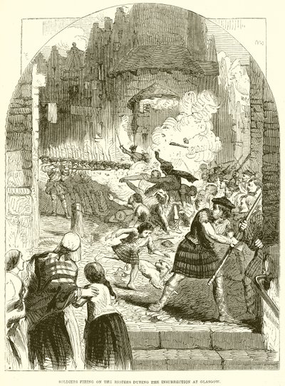 Soldiers firing on the Rioters during the Insurrection at Glasgow by English School