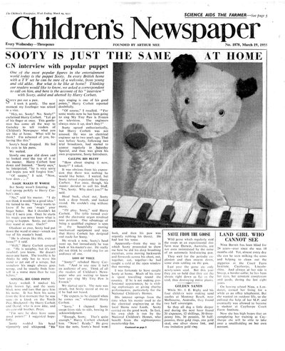 Sooty, front page of 