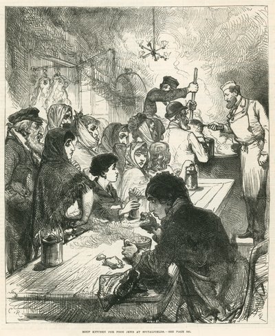 Soup kitchen for poor Jews at Spitalfields, London by English School