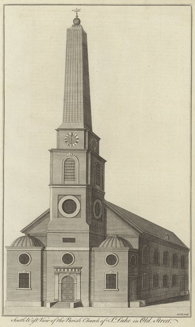 South West View of the Parish Church of St Luke in Old Street, London by English School