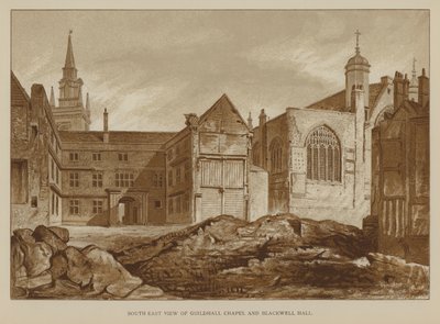 South east view of Guildhall Chapel and Blackwell Hall, City of London by English School