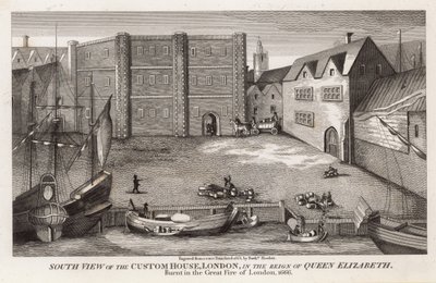 South View of the Custom House, London, in the Reign of Queen Elizabeth by English School