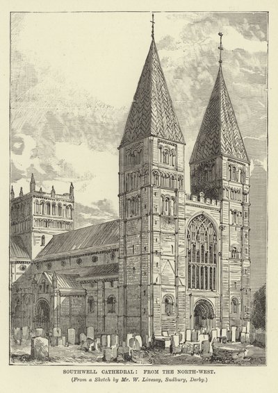 Southwell Cathedral, from the North West by English School