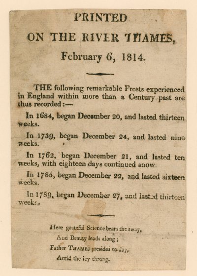 Souvenir of the Frost Fair of 1814 by English School