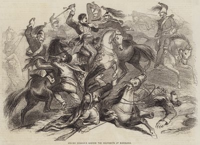 Spanish Dragoons Sabering the Insurgents at Barcelona (engraving) by English School
