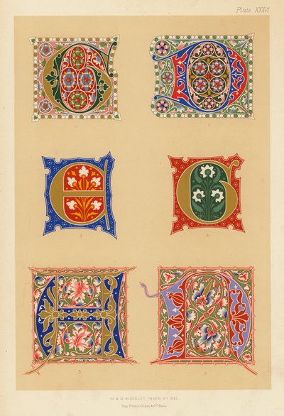 Specimens of fourteenth and fifteenth century illuminated initials by English School